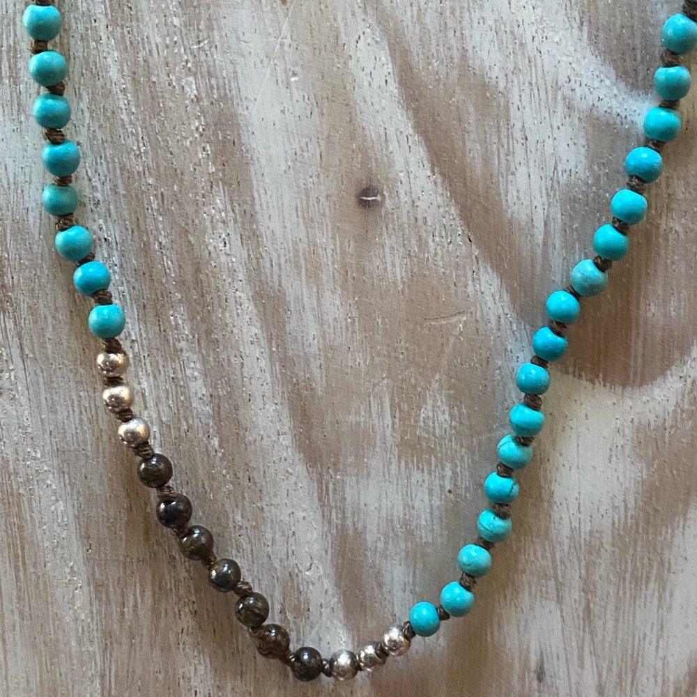 Silpada Blue and Brown Asymmetrical Necklace sterling accent